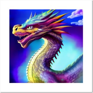 Purple and Gold Cloud Dragon Posters and Art